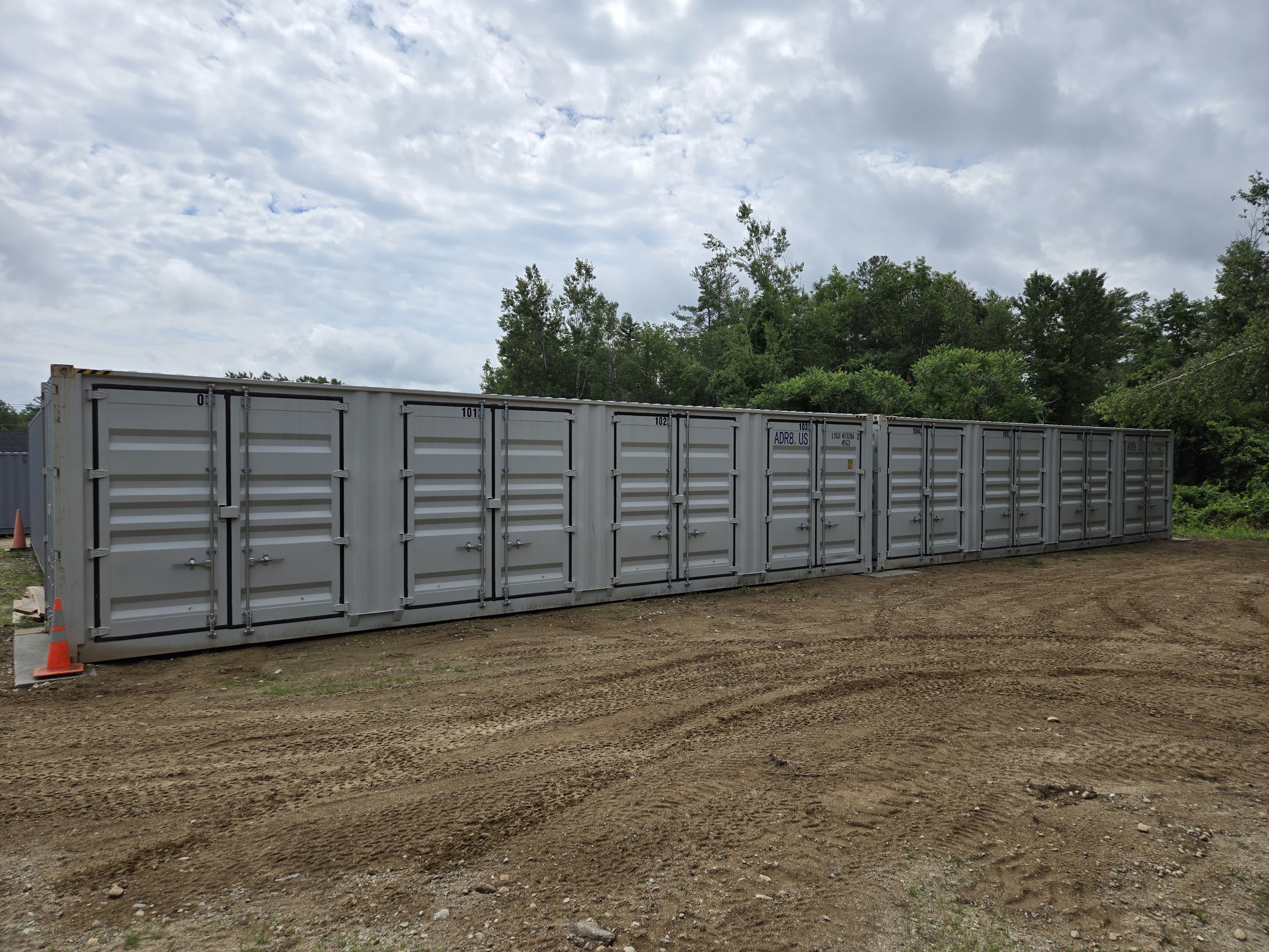 An empty storage container with its doors open