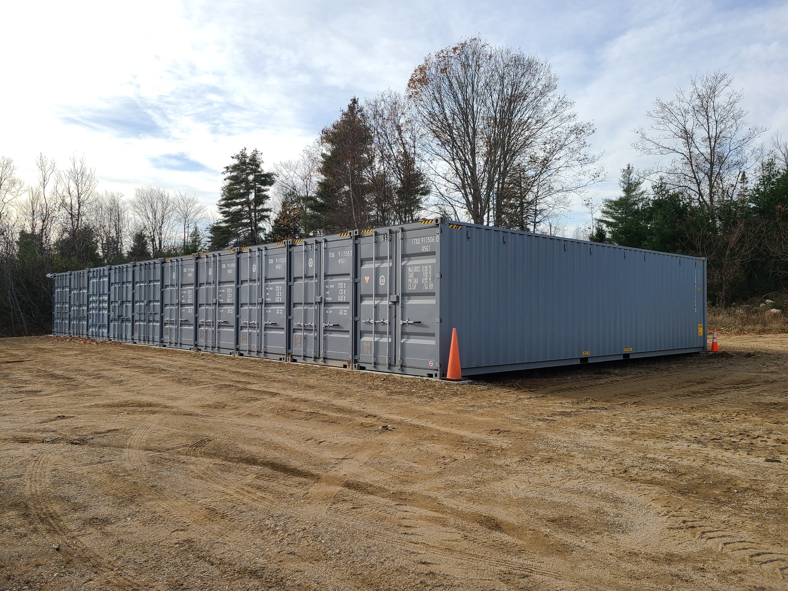 An empty storage container with its doors open