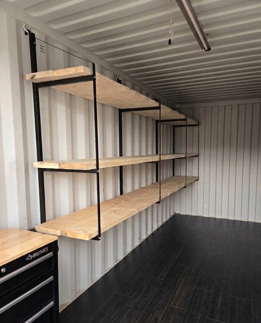 Heavy-duty 3-tier hanging container shelving maximizing vertical space