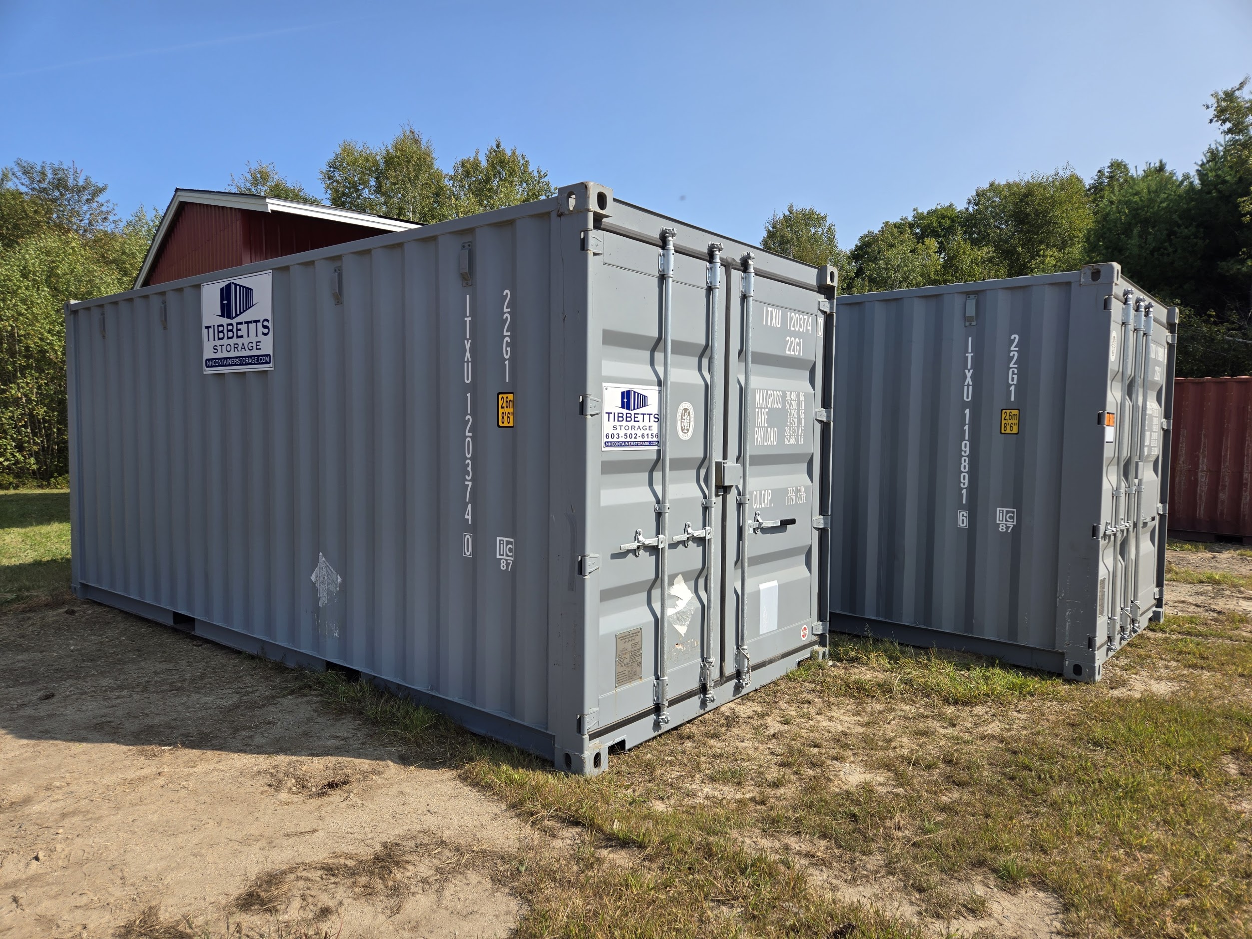 An empty storage container with its doors open